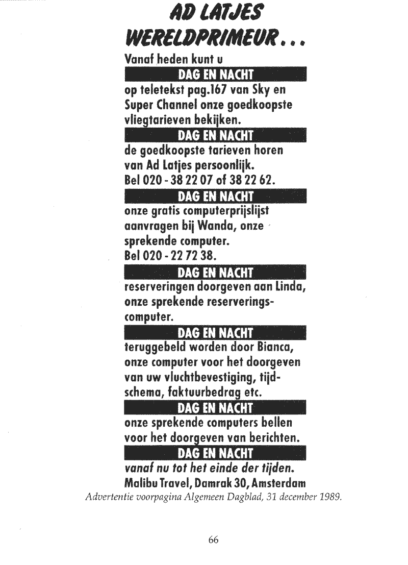 Advertentie Algemeen Dagblad 31 december 1989
